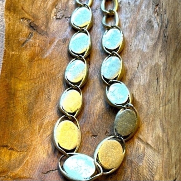 Vintage Rachel Zoe Chunky Necklace Nut Stone Gold Tone Size 16” Toggle - Picture 2 of 6